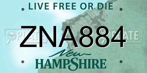 ZNA884 New Hampshire License Plate
