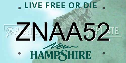 ZNAA52 New Hampshire License Plate