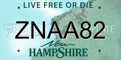 ZNAA82 New Hampshire License Plate