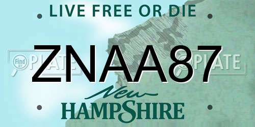 ZNAA87 New Hampshire License Plate
