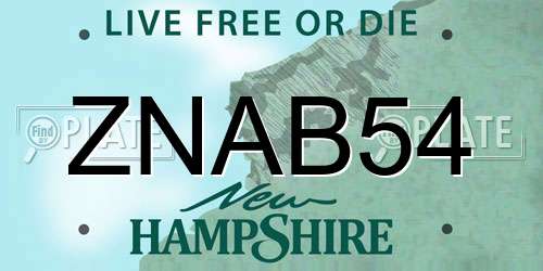 ZNAB54 New Hampshire License Plate