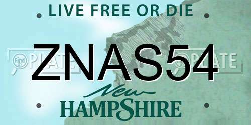 ZNAS54 New Hampshire License Plate