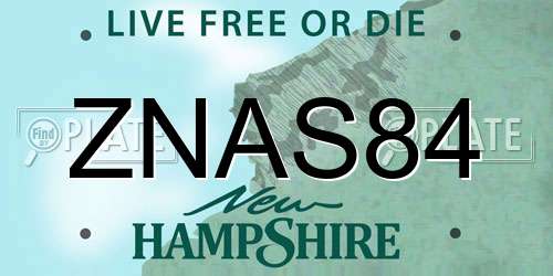 ZNAS84 New Hampshire License Plate