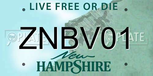 ZNBV01 New Hampshire License Plate