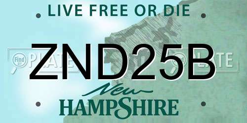 ZND25B New Hampshire License Plate