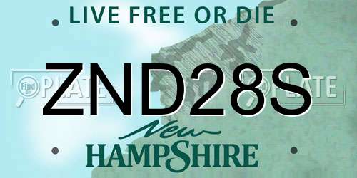 ZND28S New Hampshire License Plate