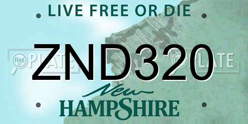 ZND320 New Hampshire License Plate