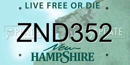 ZND352 New Hampshire License Plate