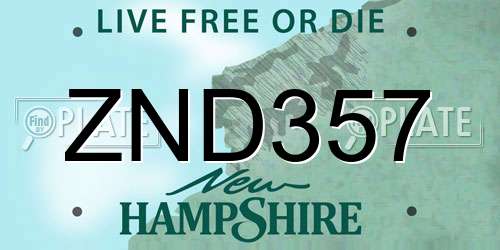 ZND357 New Hampshire License Plate