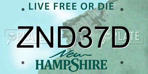 ZND37D New Hampshire License Plate