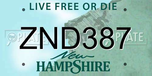 ZND387 New Hampshire License Plate