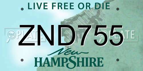 ZND755 New Hampshire License Plate