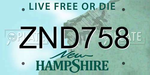 ZND758 New Hampshire License Plate
