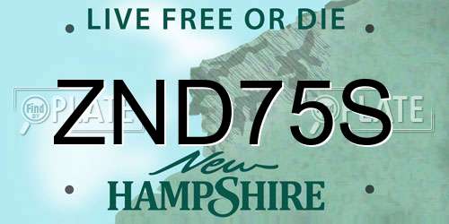 ZND75S New Hampshire License Plate