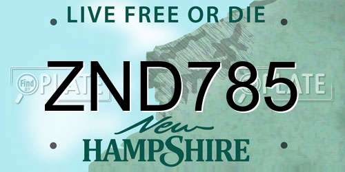 ZND785 New Hampshire License Plate