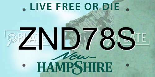 ZND78S New Hampshire License Plate