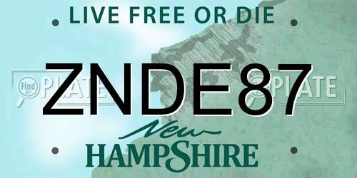 ZNDE87 New Hampshire License Plate
