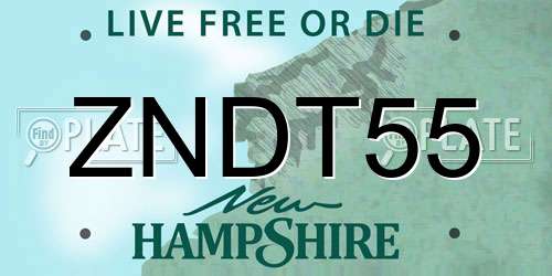 ZNDT55 New Hampshire License Plate