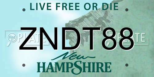 ZNDT88 New Hampshire License Plate