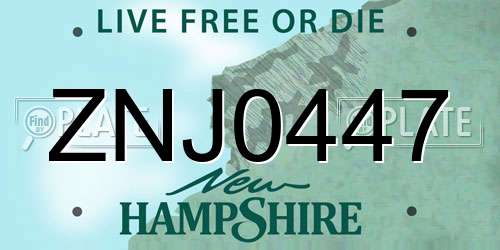 ZNJ0447 New Hampshire License Plate