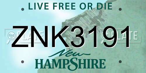 ZNK3191 New Hampshire License Plate