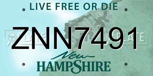 ZNN7491 New Hampshire License Plate
