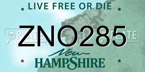 ZNO285 New Hampshire License Plate