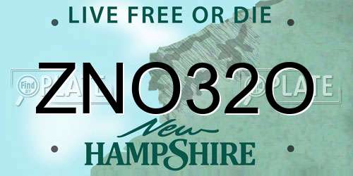 ZNO32O New Hampshire License Plate