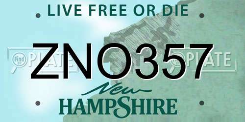 ZNO357 New Hampshire License Plate