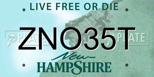 ZNO35T New Hampshire License Plate