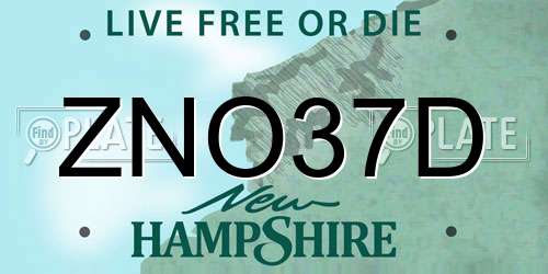 ZNO37D New Hampshire License Plate