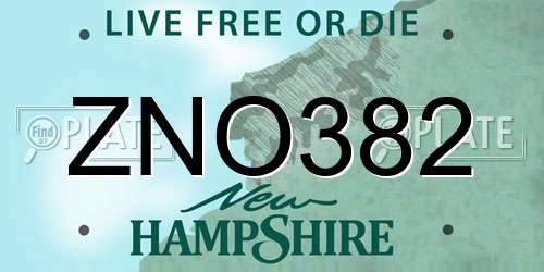 ZNO382 New Hampshire License Plate