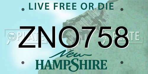 ZNO758 New Hampshire License Plate