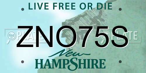 ZNO75S New Hampshire License Plate