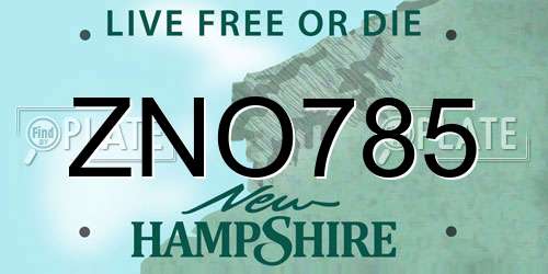 ZNO785 New Hampshire License Plate