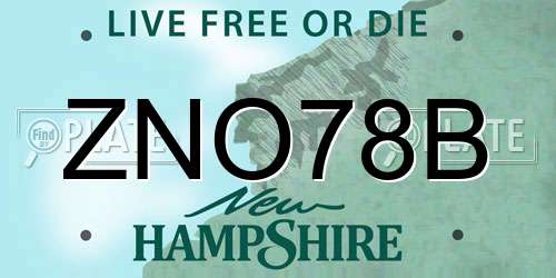 ZNO78B New Hampshire License Plate