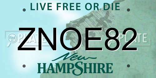 ZNOE82 New Hampshire License Plate