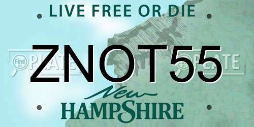 ZNOT55 New Hampshire License Plate