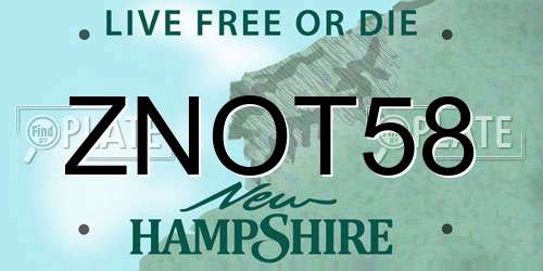 ZNOT58 New Hampshire License Plate