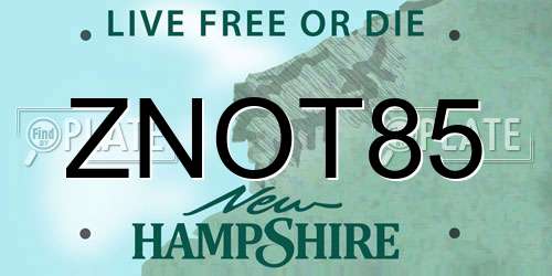 ZNOT85 New Hampshire License Plate
