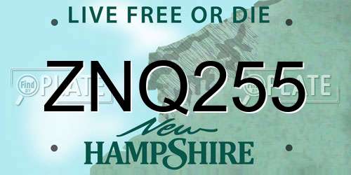 ZNQ255 New Hampshire License Plate