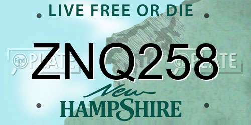 ZNQ258 New Hampshire License Plate