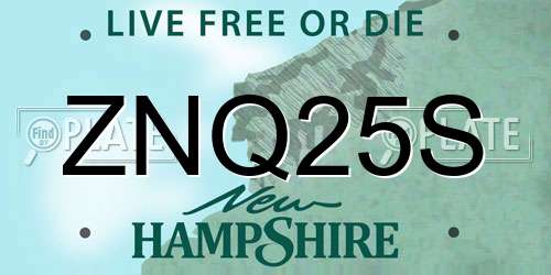 ZNQ25S New Hampshire License Plate
