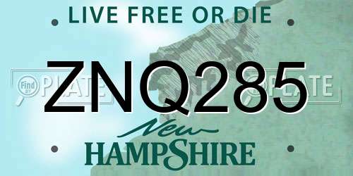 ZNQ285 New Hampshire License Plate