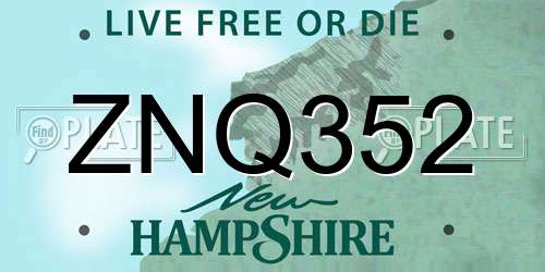 ZNQ352 New Hampshire License Plate