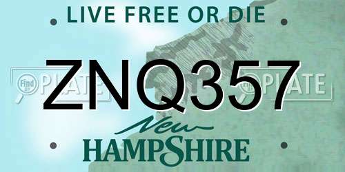 ZNQ357 New Hampshire License Plate