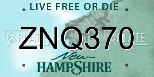 ZNQ370 New Hampshire License Plate