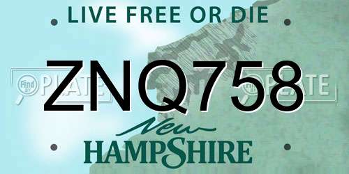 ZNQ758 New Hampshire License Plate