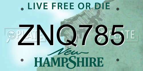 ZNQ785 New Hampshire License Plate