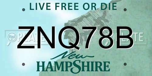 ZNQ78B New Hampshire License Plate